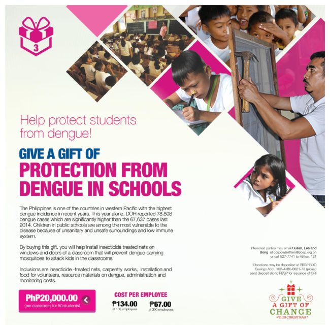 Give a Gift of Protection from Dengue in Schools